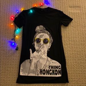 Black Graphic T-Shirt Dress